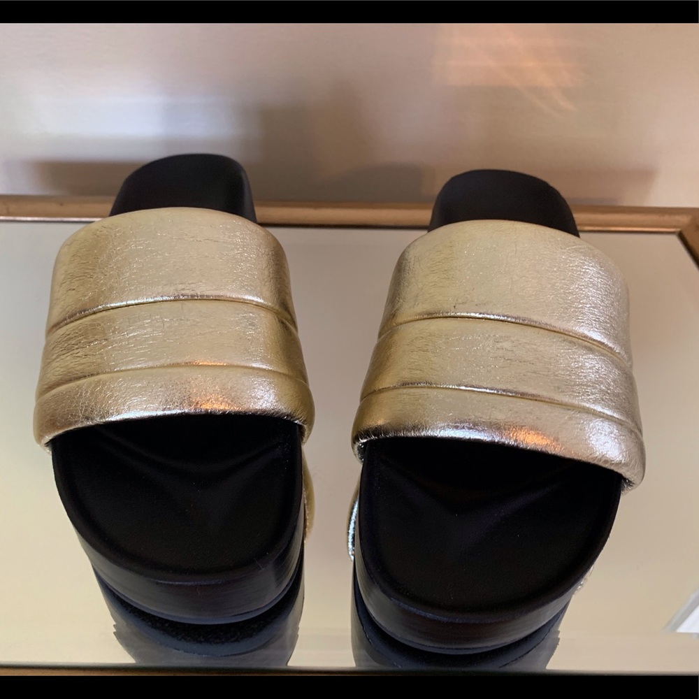 Sandro Gold Wedge Slides, Size 6
